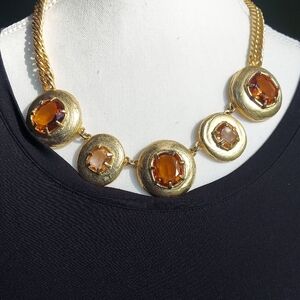 Gold and Orange Statement Necklace